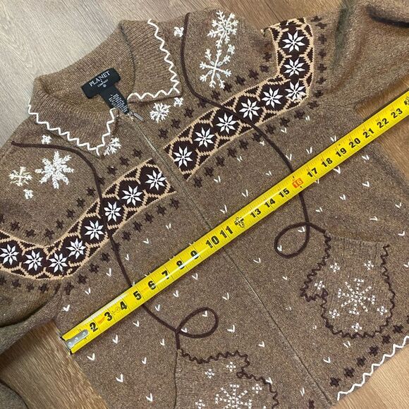 Vintage Fair Isle Winter Ski Cardigan Sweater:Snow Travel Novelty - Picture 7 of 9